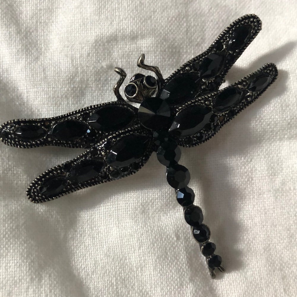 Black butterfly and dragonfly brooch pins - Picture 2 of 10